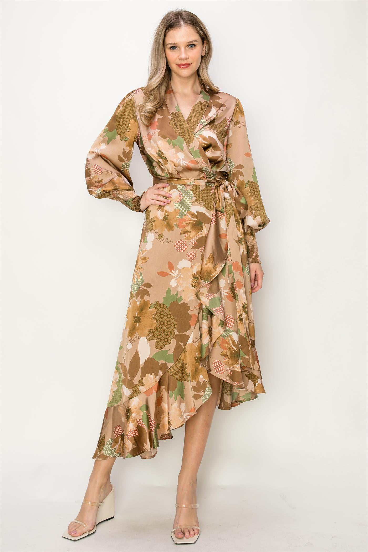 Vestido cruzado estampado