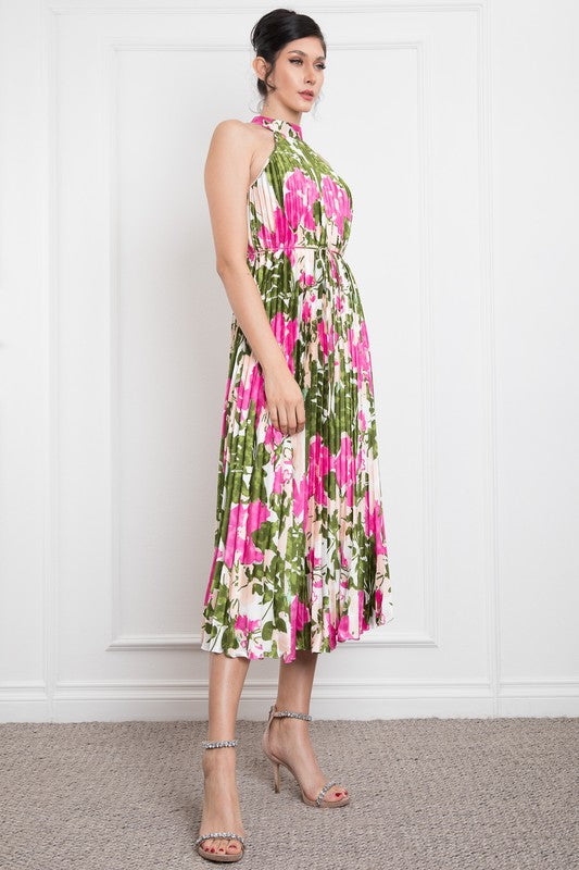 Vestido plisado floral