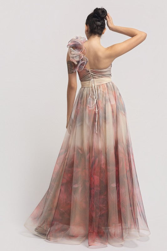 Vestido estampado tul