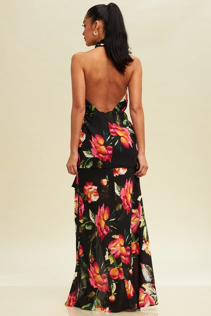 Vestido halter con flores