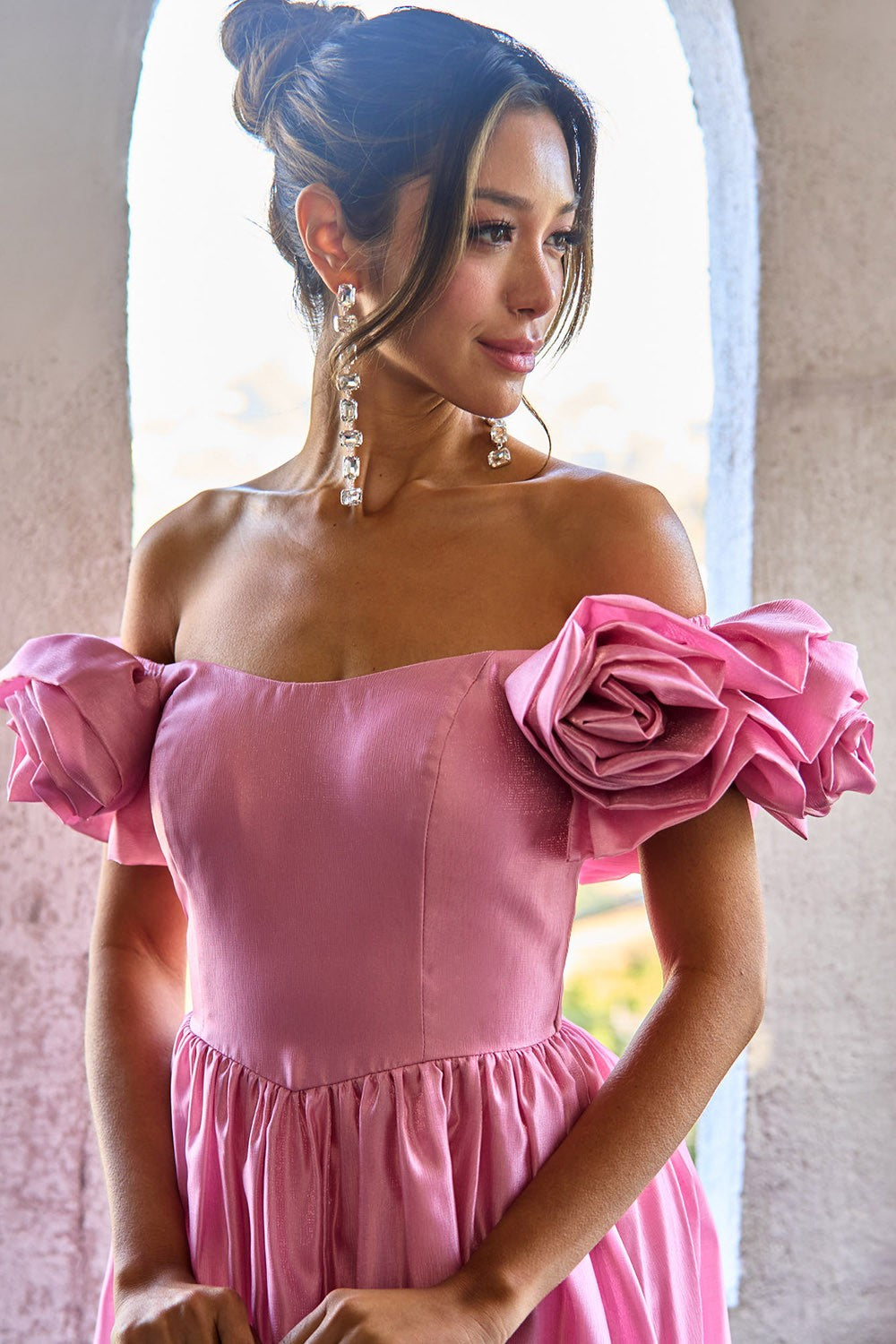 Vestido mangas de flores