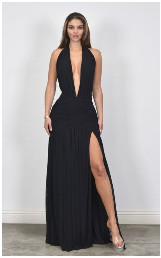 Vestido halter escotado