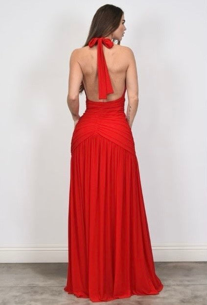 Vestido halter escotado