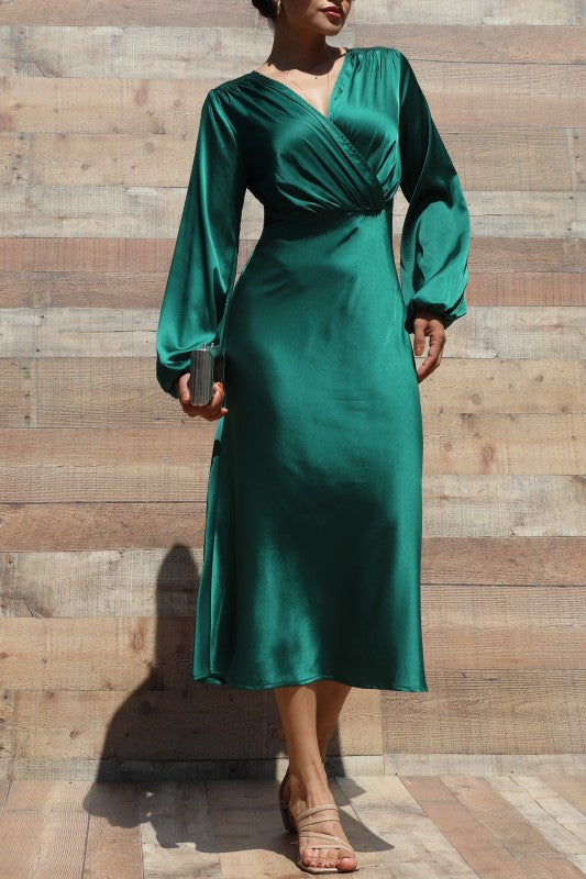 Vestido midi manga larga