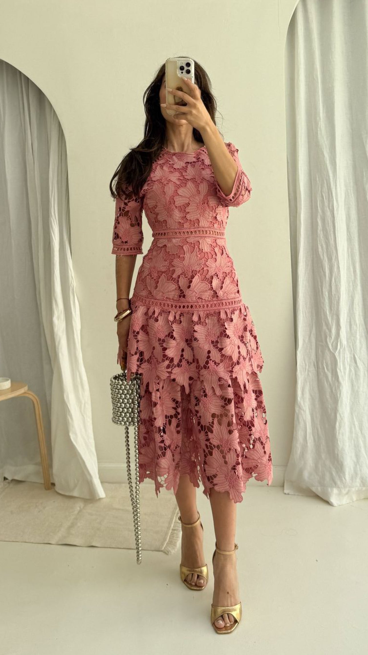Vestido liso guipiur