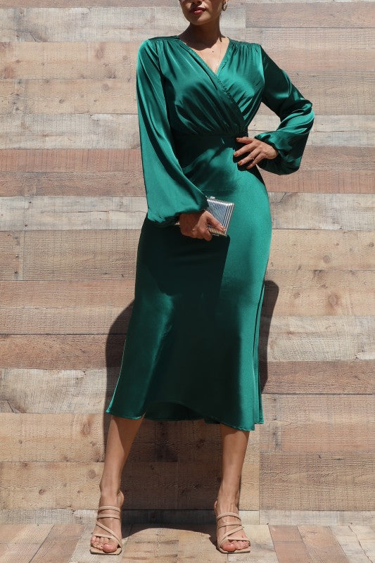 Vestido midi manga larga