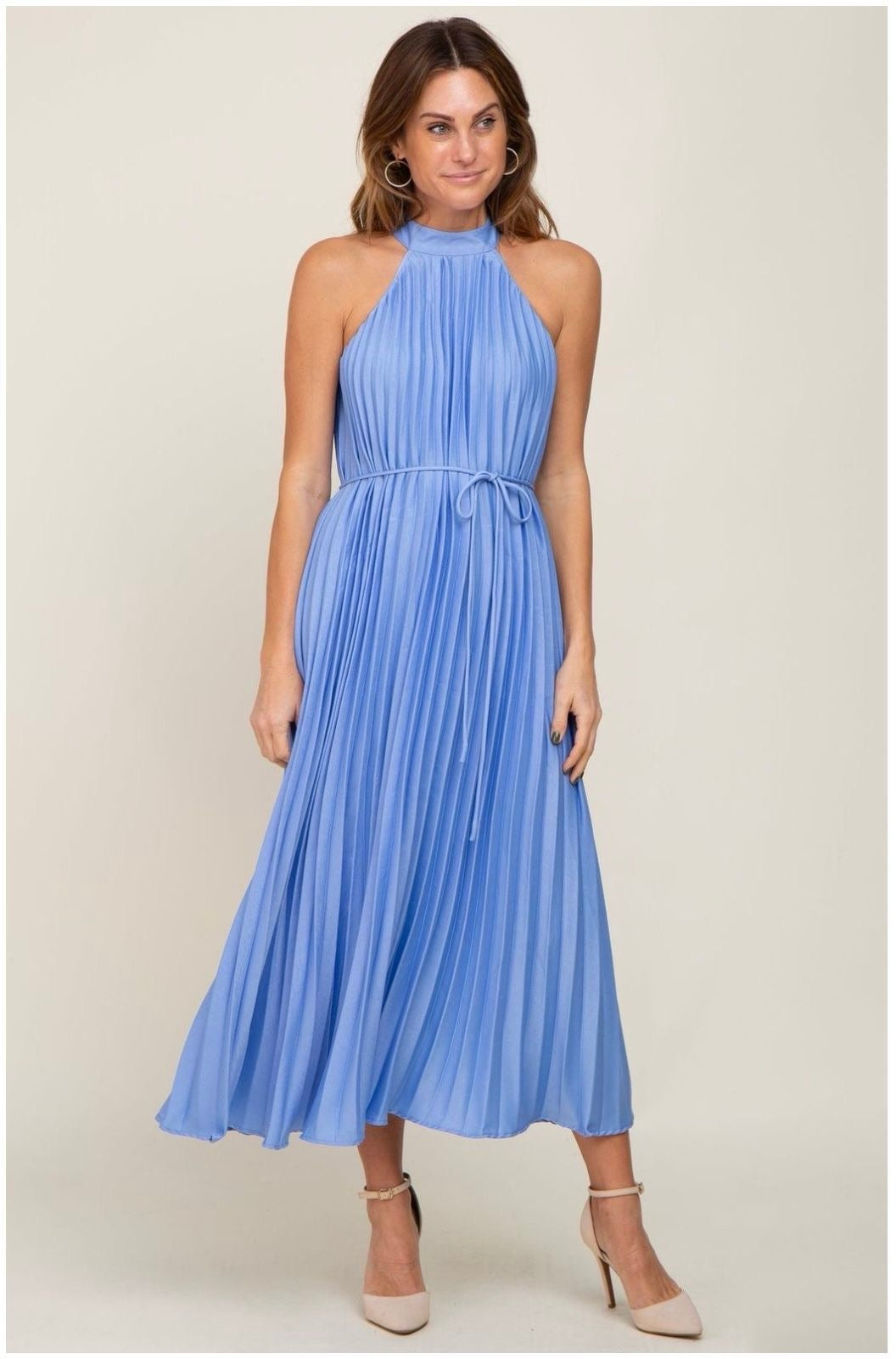 Vestido halter plisado