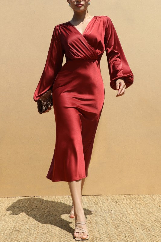 Vestido midi manga larga