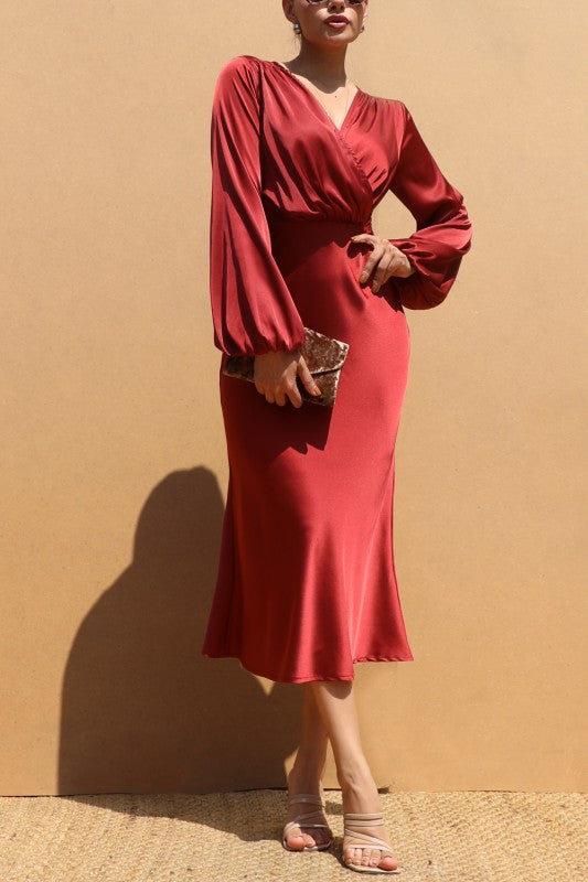 Vestido midi manga larga