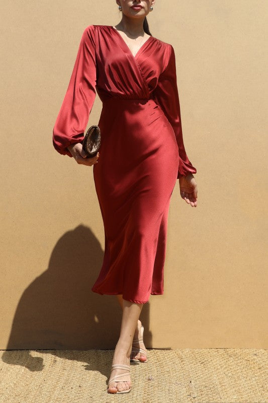 Vestido midi manga larga