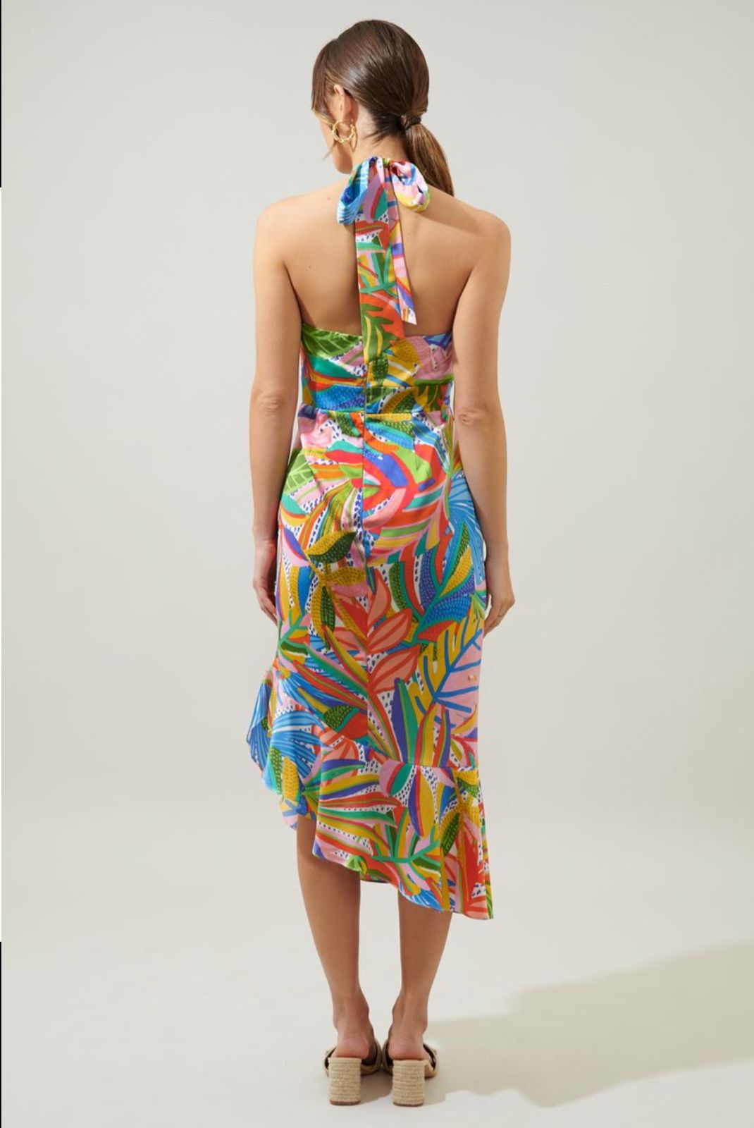 Vestido midi estampado multicolor