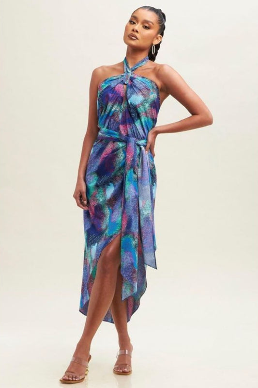 Vestido halter multicolor