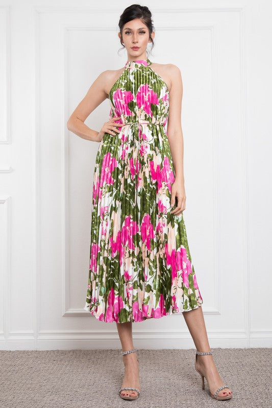 Vestido plisado floral