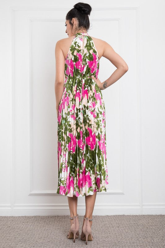 Vestido plisado floral