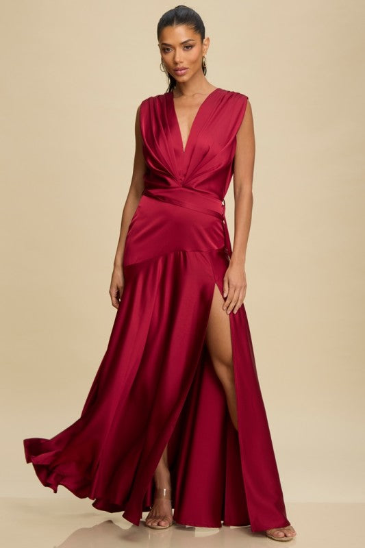 Vestido satín escote