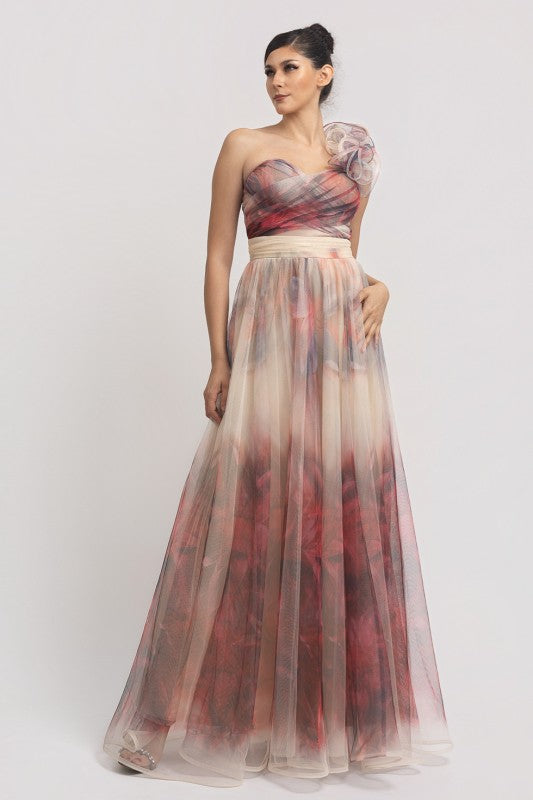 Vestido estampado tul
