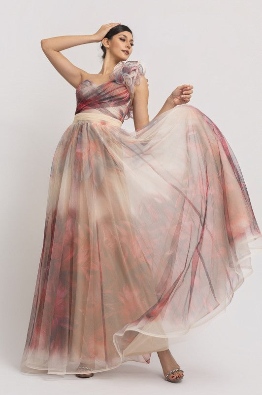 Vestido estampado tul
