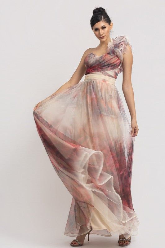 Vestido estampado tul