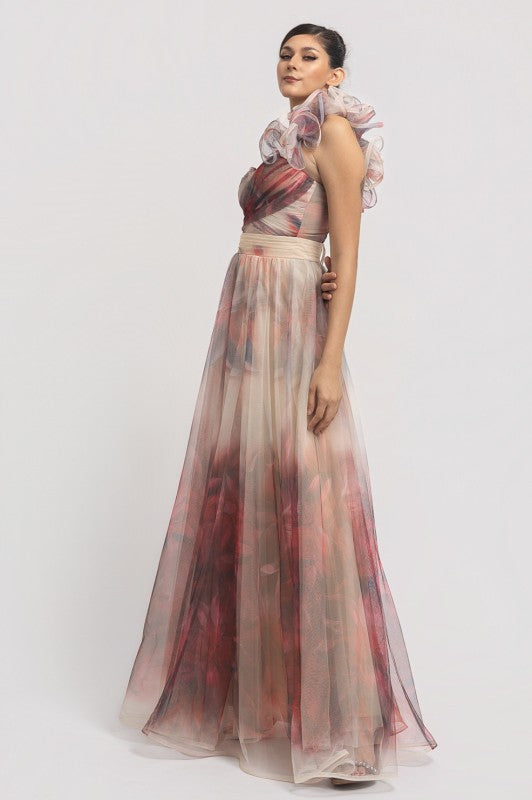 Vestido estampado tul