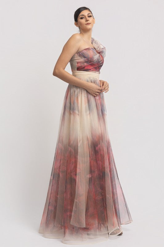 Vestido estampado tul