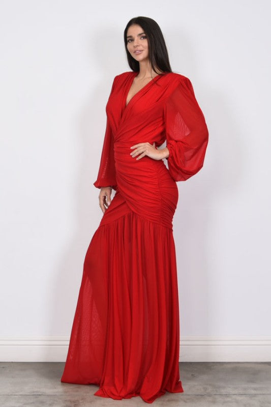 Vestido manga larga mesh