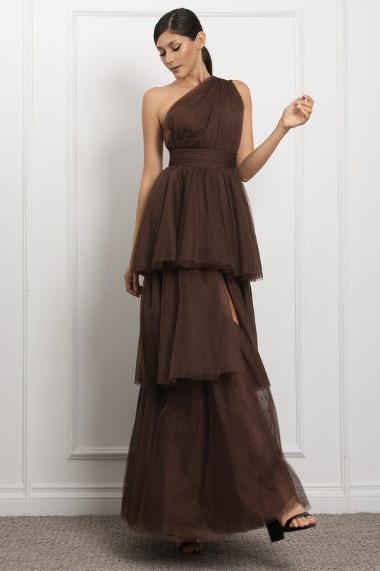 Vestido un hombro tul