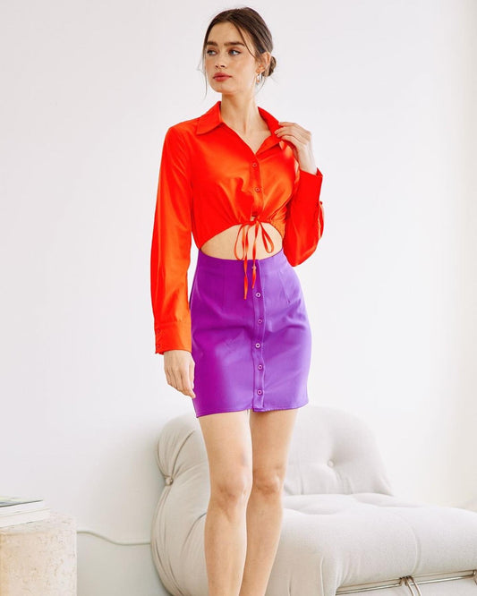 Vestido bicolor botones